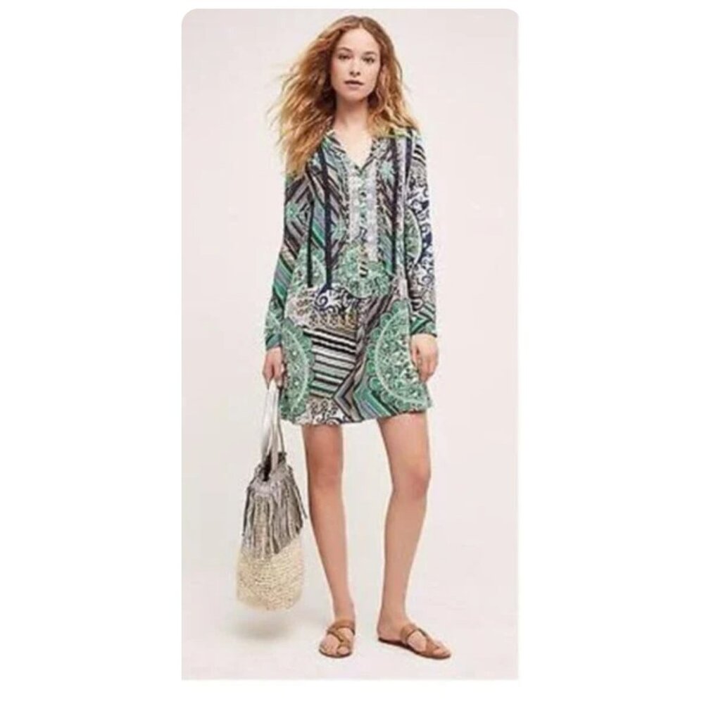 Anthropologie Tiny Caviana Long Sleeve Shirt Dress sz xs